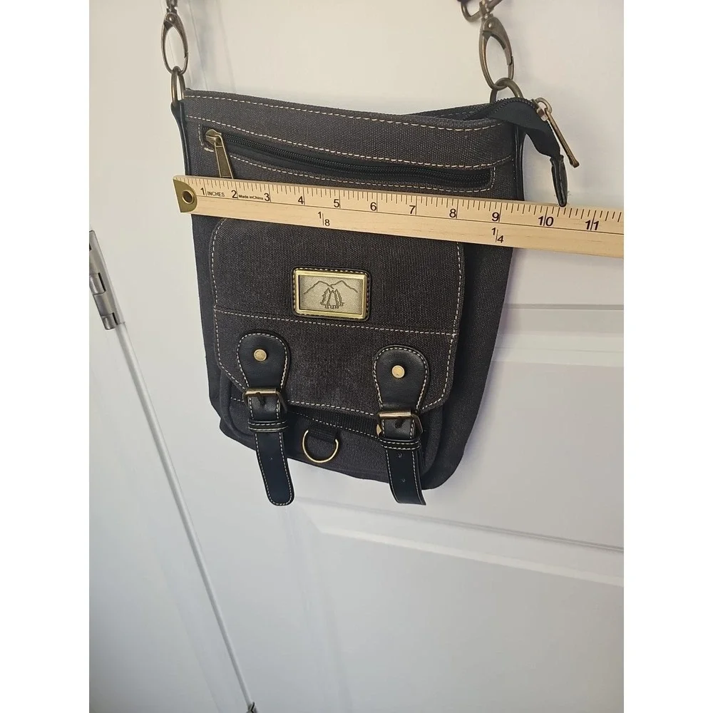 Prarie Schooner Unisex Crossbody Bag Black Canvas Heavy Duty‎ Multi Pocket